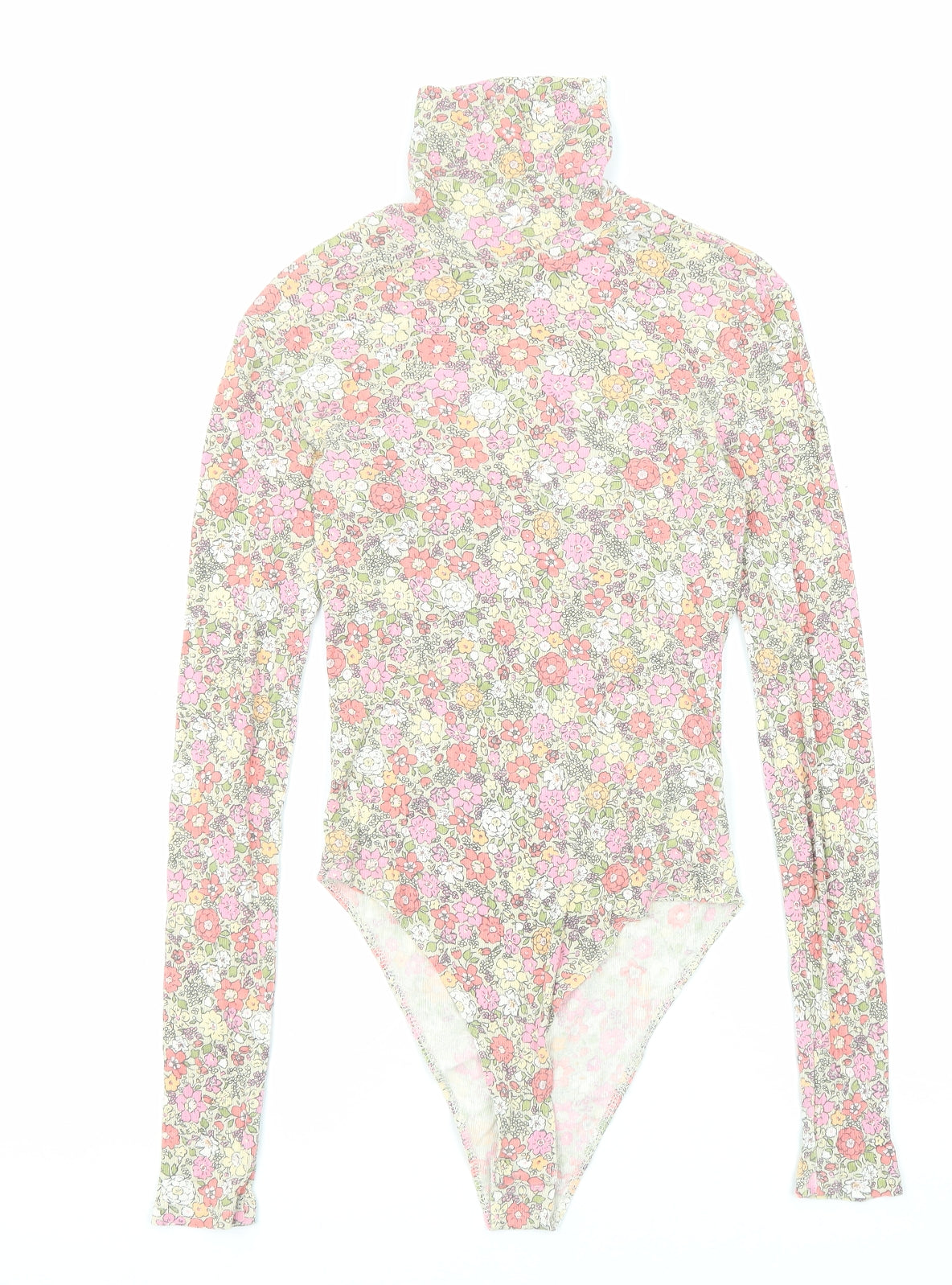 H&M Womens Multicoloured Fair Isle Cotton Bodysuit One-Piece Size S Snap