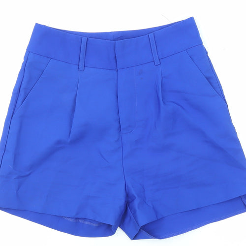Lucy Wang Womens Blue Polyester Basic Shorts Size S L3 in Regular Zip
