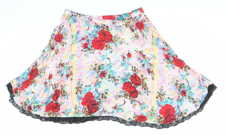 Mink Pink Womens Multicoloured Floral Viscose Skater Skirt Size S Zip