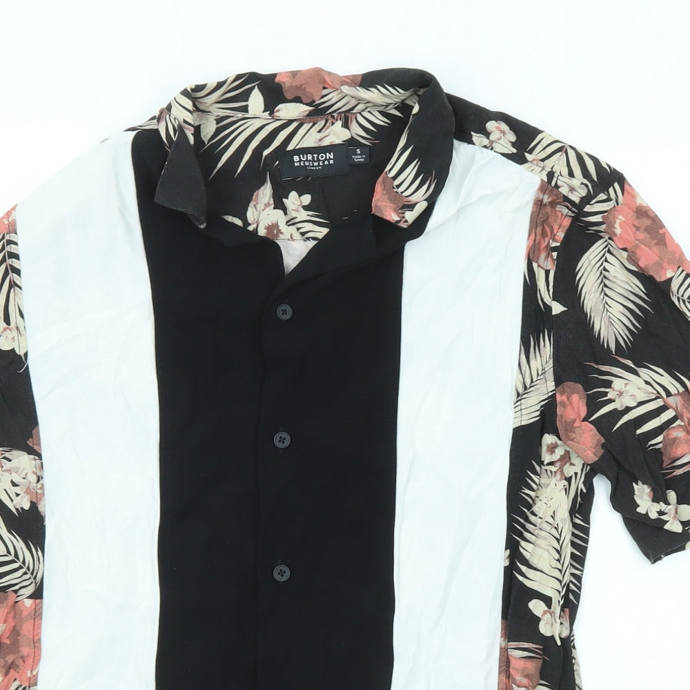 Burton Mens Multicoloured Geometric Viscose Button-Up Size S Collared Button