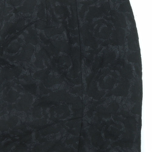Clements Ribeiro Womens Black Floral Polyester Straight & Pencil Skirt Size 10 Zip