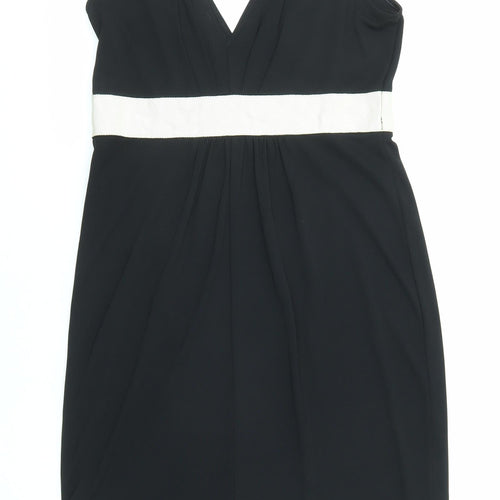 Oasis Womens Black Colourblock Polyester Pencil Dress Size 12 V-Neck Pullover