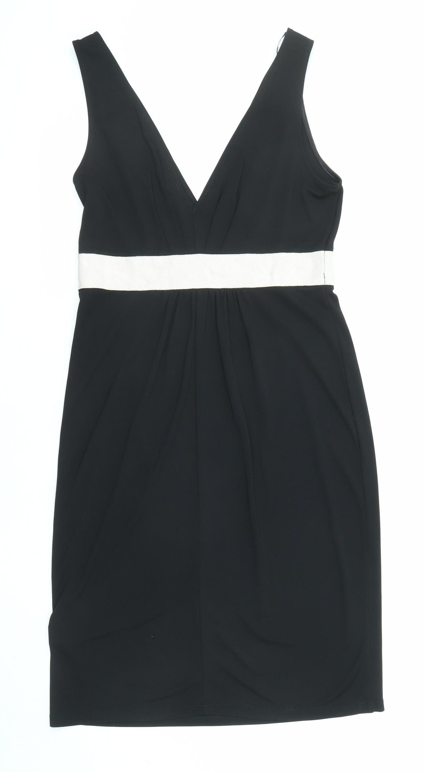 Oasis Womens Black Colourblock Polyester Pencil Dress Size 12 V-Neck Pullover