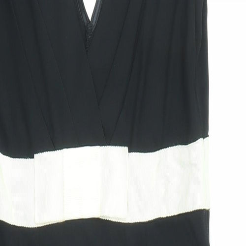 Oasis Womens Black Colourblock Polyester Pencil Dress Size 12 V-Neck Pullover