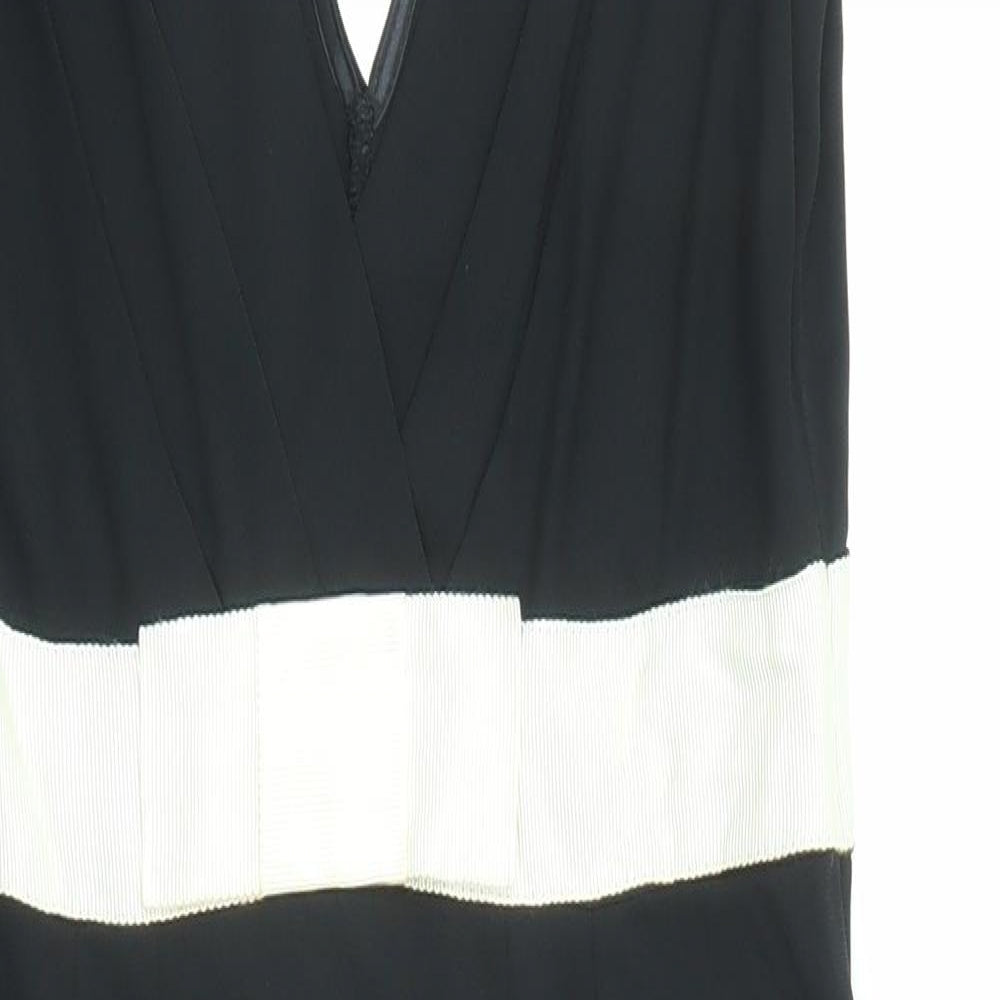 Oasis Womens Black Colourblock Polyester Pencil Dress Size 12 V-Neck Pullover