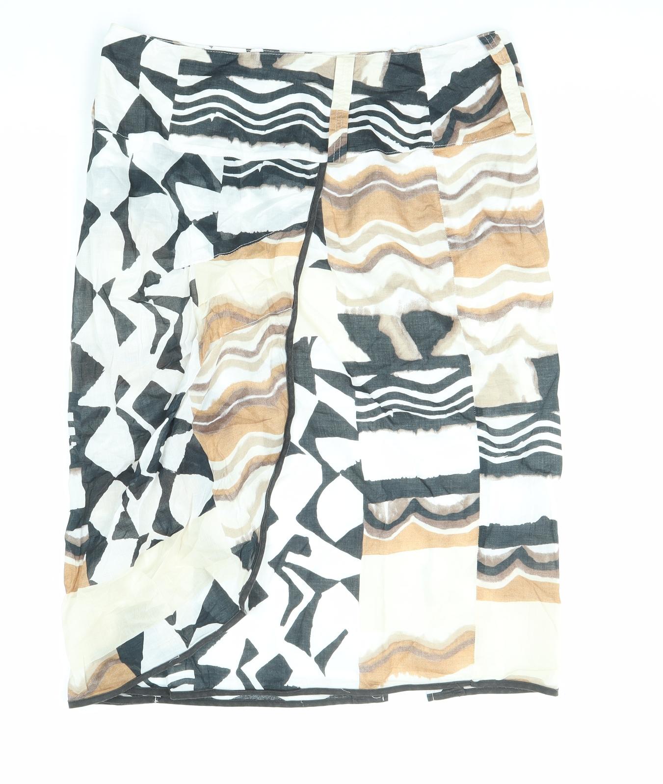 Steilmann Womens Multicoloured Geometric Cotton A-Line Skirt Size 16 Zip