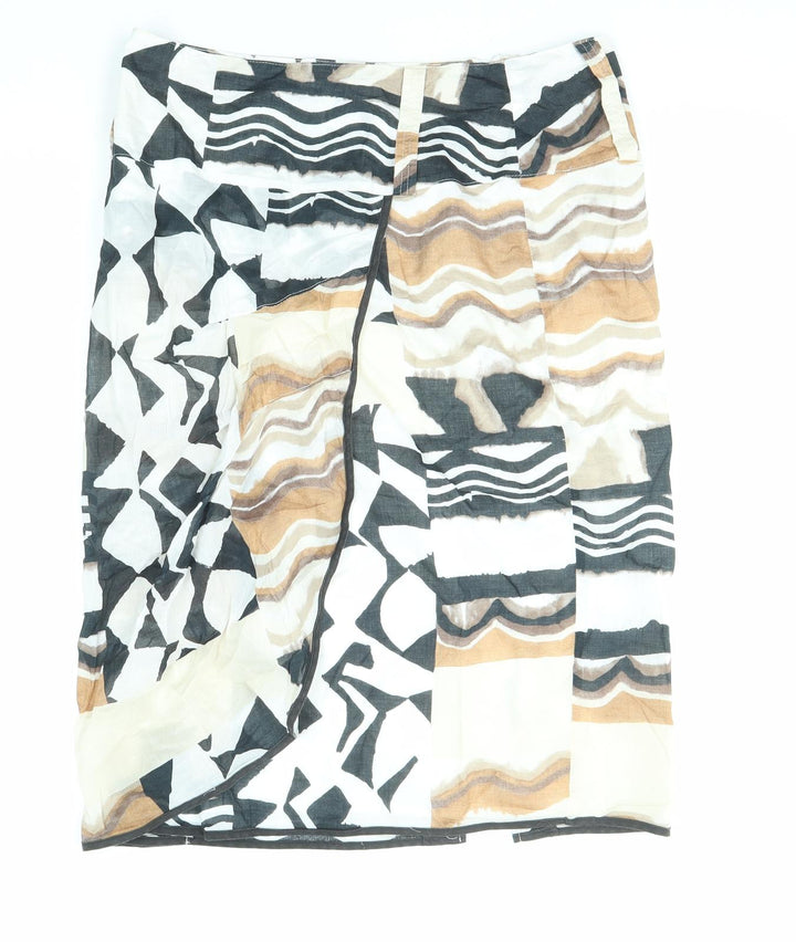 Steilmann Womens Multicoloured Geometric Cotton A-Line Skirt Size 16 Zip