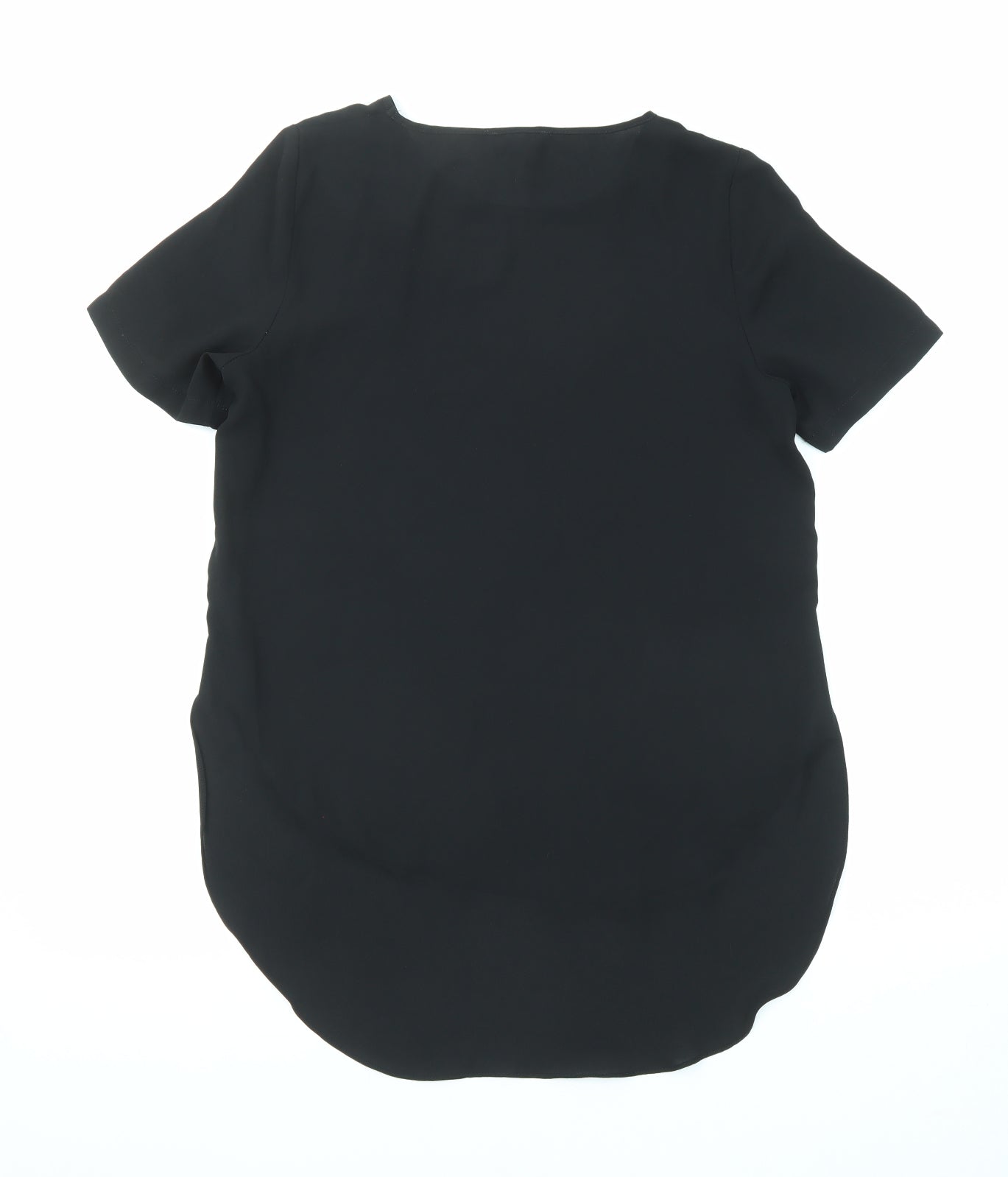 Topshop Womens Black Polyester Tunic T-Shirt Size 8 Round Neck - Dipped Hem