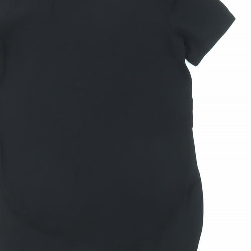 Topshop Womens Black Polyester Tunic T-Shirt Size 8 Round Neck - Dipped Hem