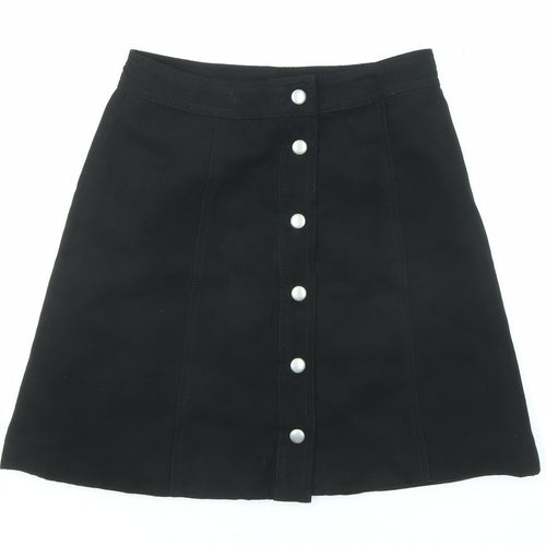 Divided by H&M Womens Black Polyester A-Line Skirt Size 4 Snap