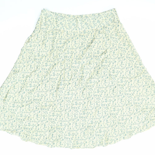 Principles Womens Beige Floral Silk Swing Skirt Size 14 Zip