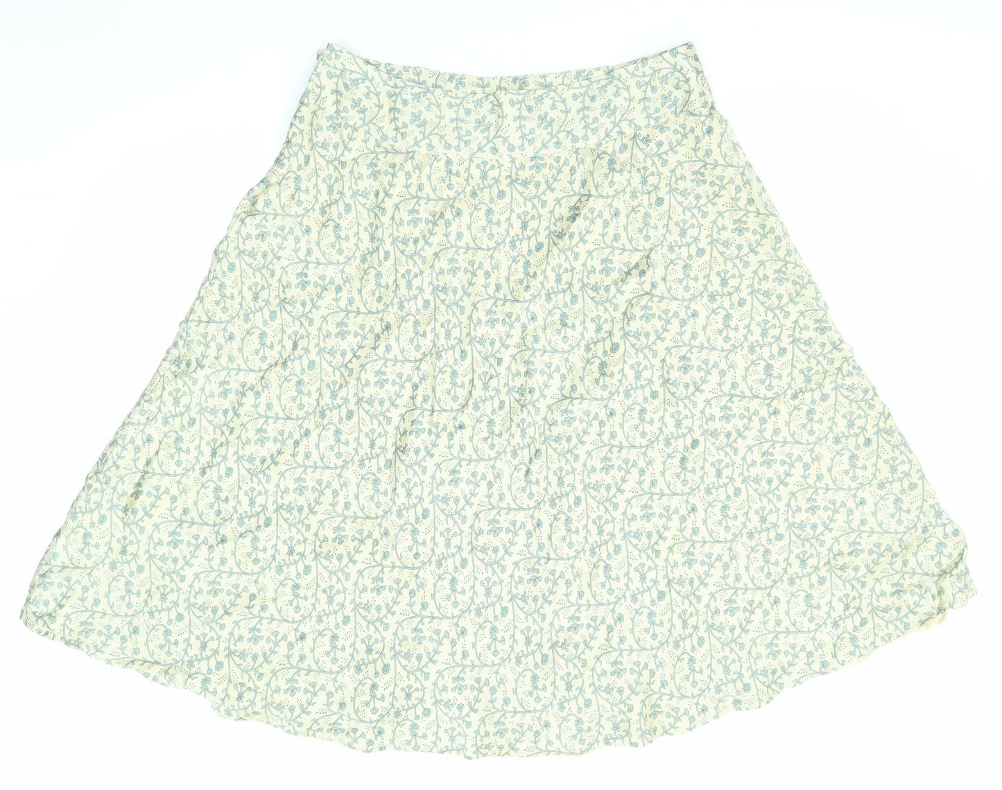 Principles Womens Beige Floral Silk Swing Skirt Size 14 Zip