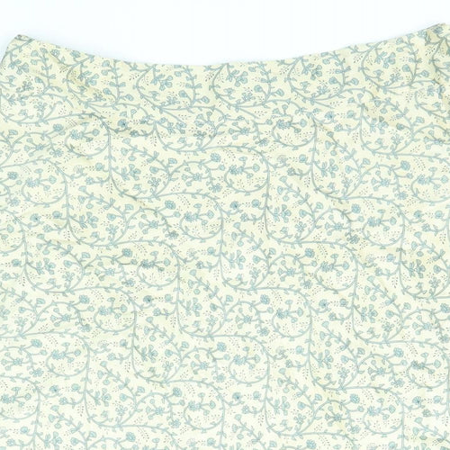 Principles Womens Beige Floral Silk Swing Skirt Size 14 Zip