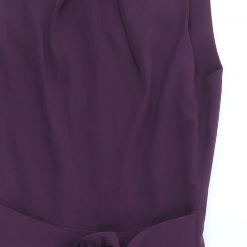 Apricot Womens Purple Polyester Shift Size 10 Round Neck Zip