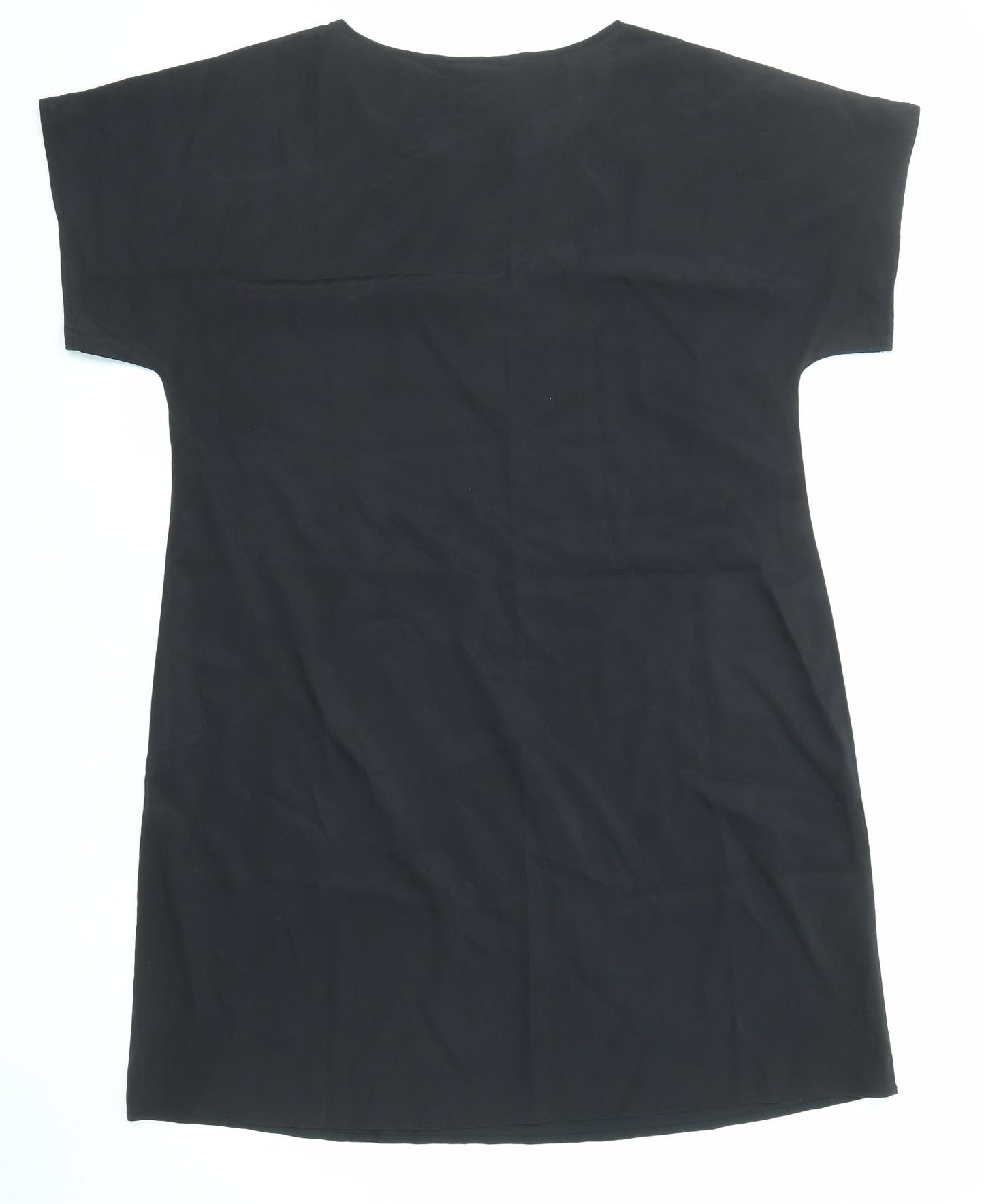 DKNY Womens Black Polyester Shirt Dress Size L Round Neck Pullover - Flower