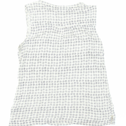 White Stuff Womens Beige Geometric Linen Basic Tank Size 8 V-Neck