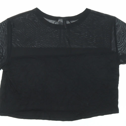 Divided by H&M Womens Black Polyester Basic T-Shirt Size S Round Neck
