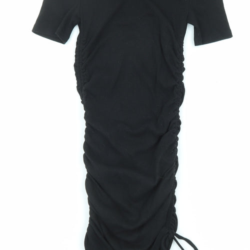 Zara Womens Black Cotton Bodycon Size S Round Neck Pullover