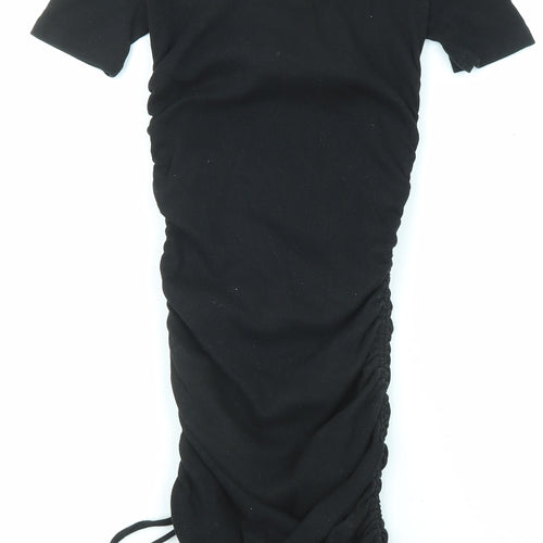 Zara Womens Black Cotton Bodycon Size S Round Neck Pullover
