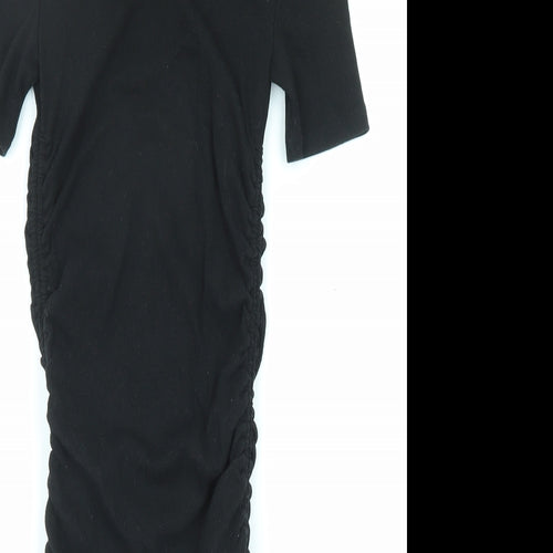 Zara Womens Black Cotton Bodycon Size S Round Neck Pullover