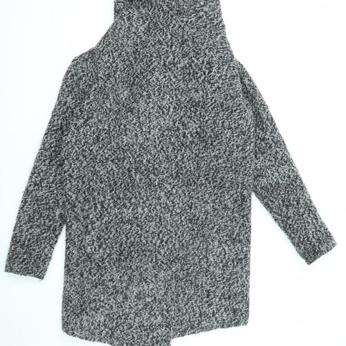 Divided by H&M Womens Black Geometric Overcoat Coat Size 10 Snap