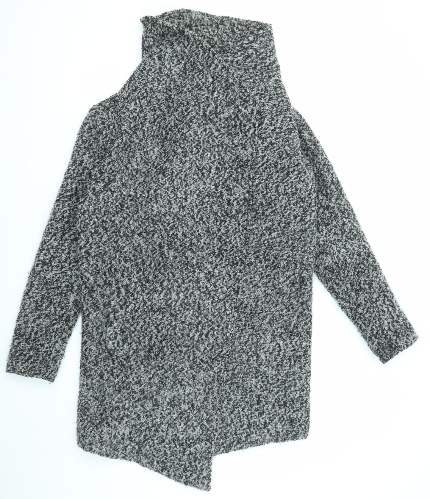 Divided by H&M Womens Black Geometric Overcoat Coat Size 10 Snap