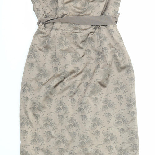 Coast Womens Brown Floral Polyester Pencil Dress Size 16 Sweetheart Zip
