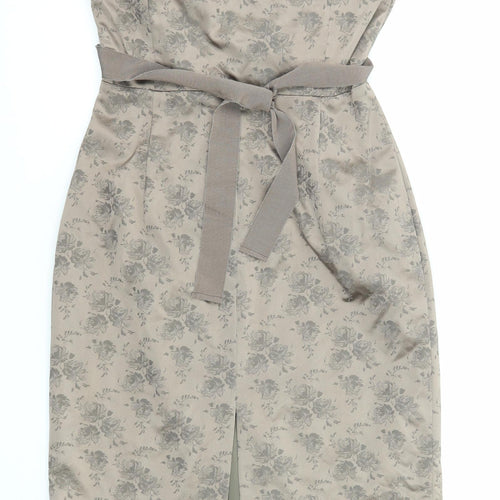 Coast Womens Brown Floral Polyester Pencil Dress Size 16 Sweetheart Zip