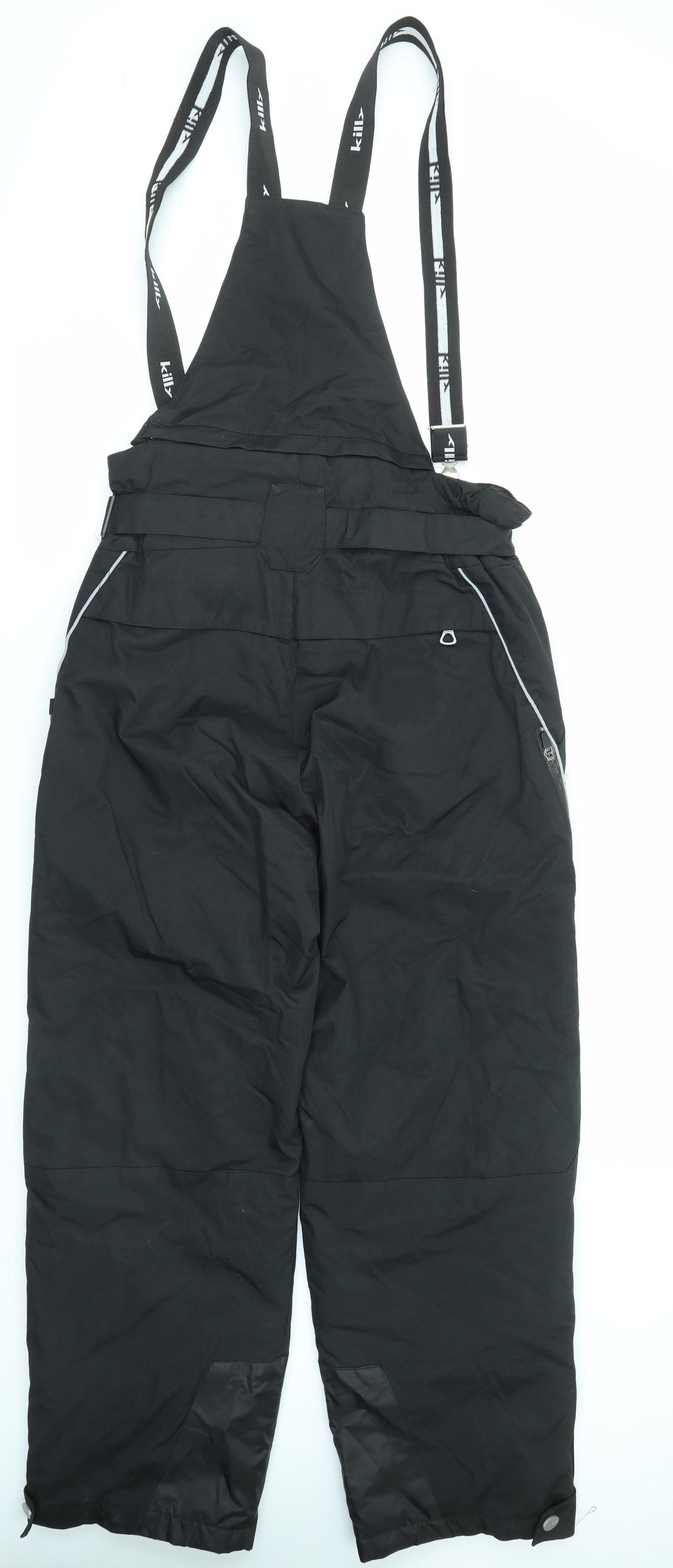 Killy Mens Black Nylon Snow Pants Trousers Size L L29 in Regular Hook & Eye - Dungaree Piping