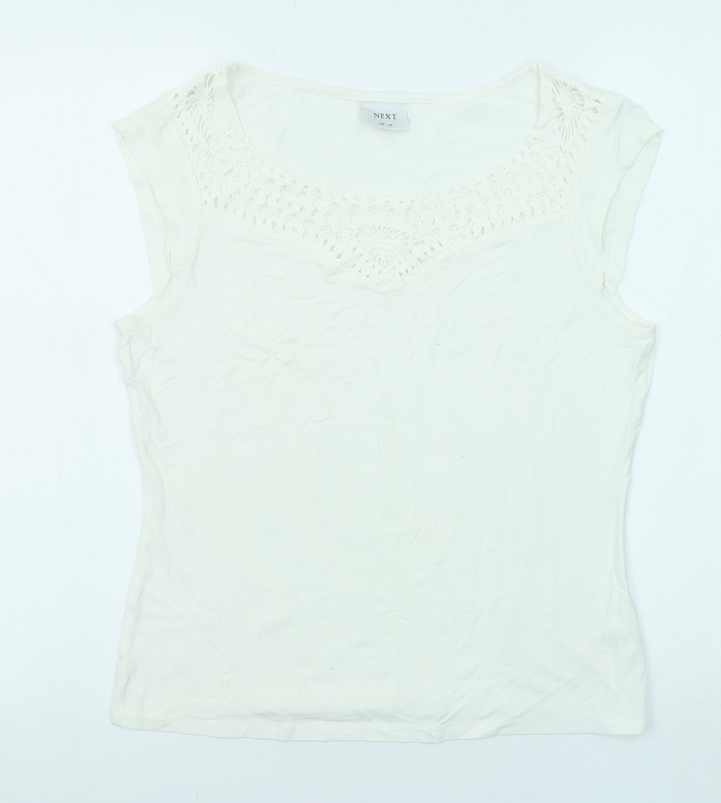 NEXT Womens White Viscose Basic Tank Size 14 Round Neck
