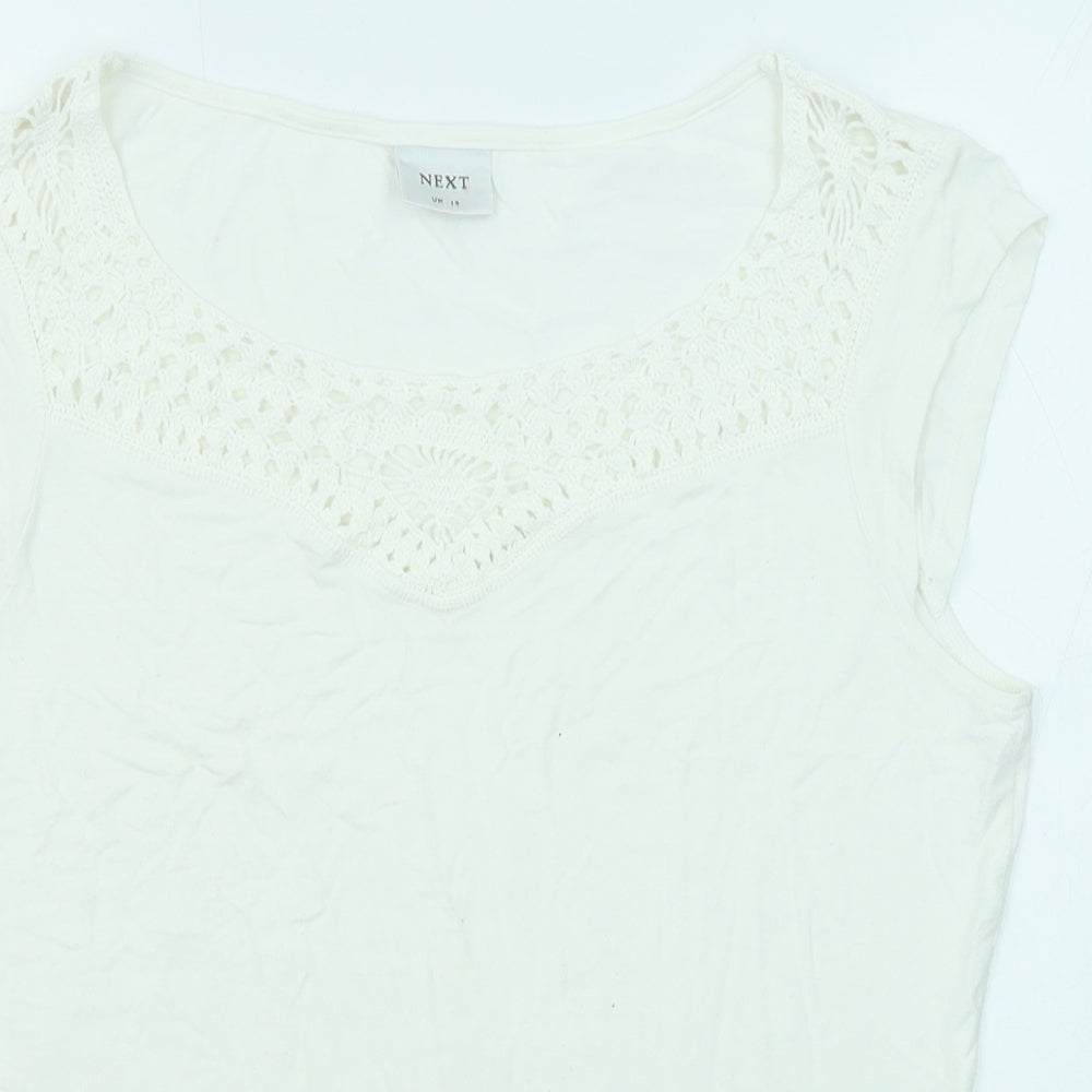 NEXT Womens White Viscose Basic Tank Size 14 Round Neck