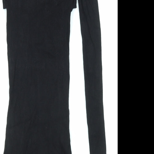 Bershka Womens Black Viscose Bodycon Size XS Scoop Neck Pullover