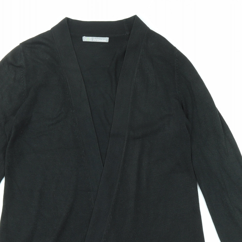 Marks and Spencer Womens Black V-Neck Acrylic Cardigan Jumper Size 12
