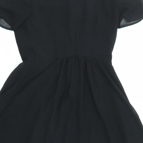 Poem Womens Black Colourblock Polyester Shift Size 10 Collared Zip