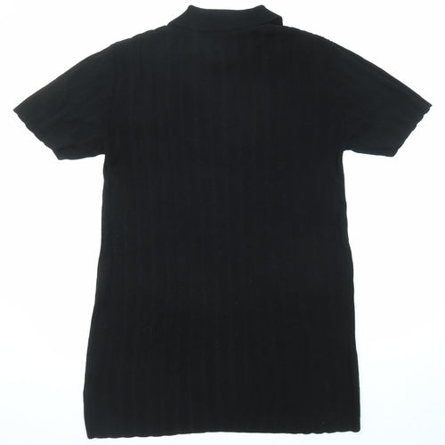 H&M Womens Black Acrylic T-Shirt Dress Size M Collared Pullover