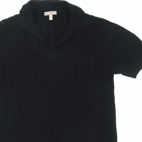 H&M Womens Black Acrylic T-Shirt Dress Size M Collared Pullover