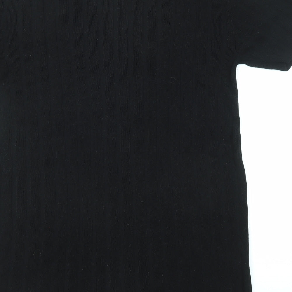 H&M Womens Black Acrylic T-Shirt Dress Size M Collared Pullover