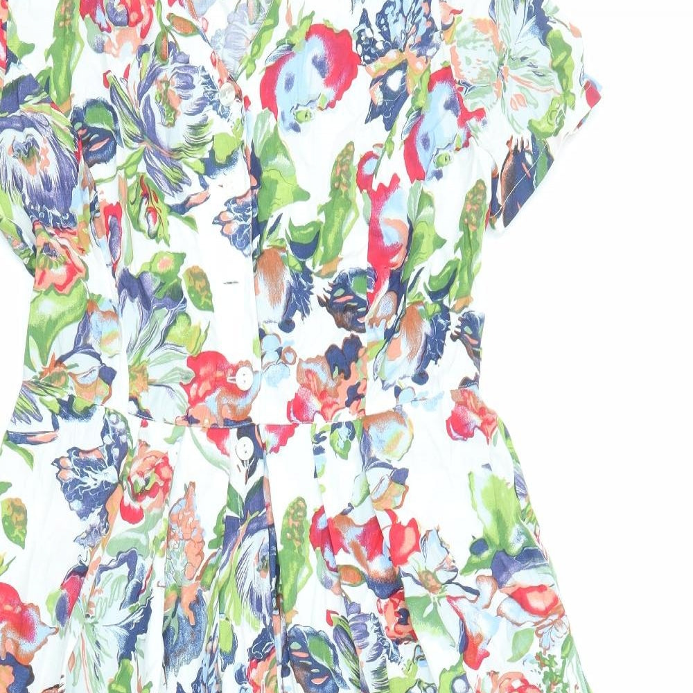 Vunic Womens Multicoloured Geometric Viscose Maxi Size 16 V-Neck Button