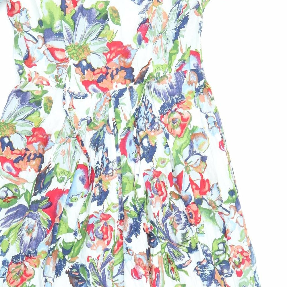 Vunic Womens Multicoloured Geometric Viscose Maxi Size 16 V-Neck Button