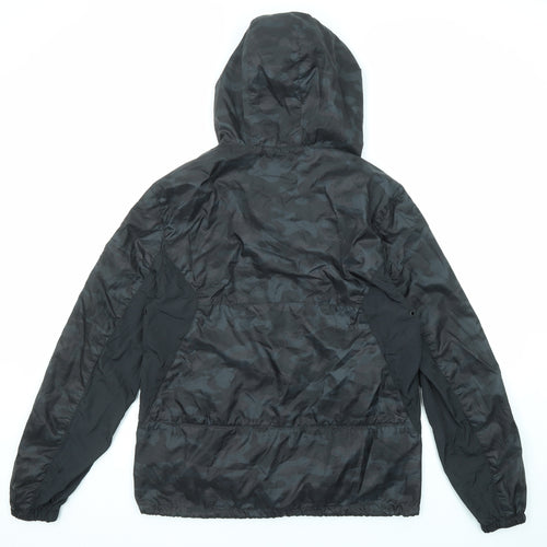 Duck and Cover Mens Black Camouflage Jacket Size L Zip