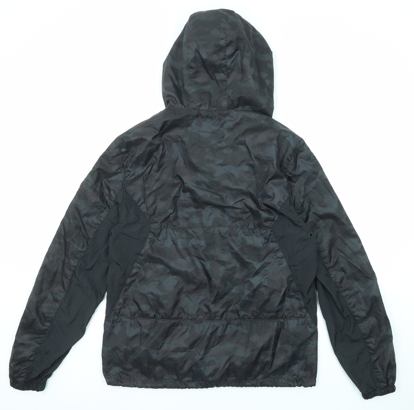 Duck and Cover Mens Black Camouflage Jacket Size L Zip