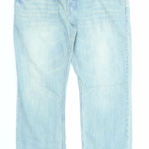 GDSLS Mens Blue Cotton Straight Jeans Size 38 in L30 in Regular Zip