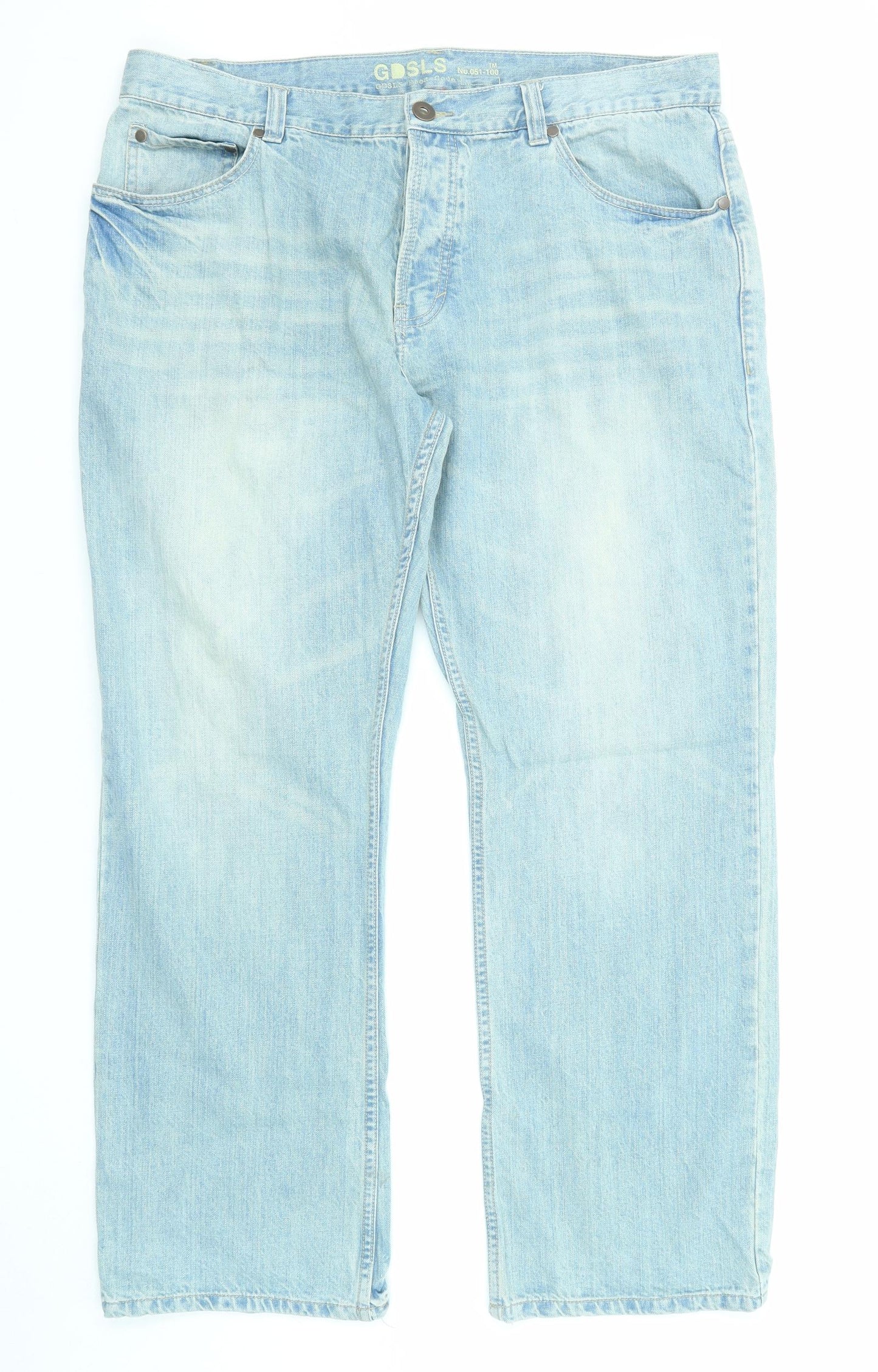 GDSLS Mens Blue Cotton Straight Jeans Size 38 in L30 in Regular Zip