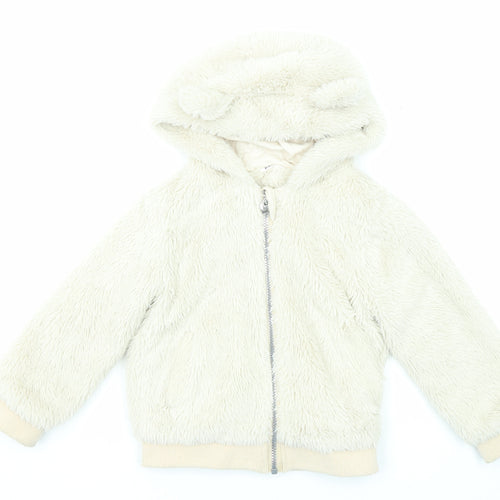 M&Co Girls Beige Jacket Size 4-5 Years Zip