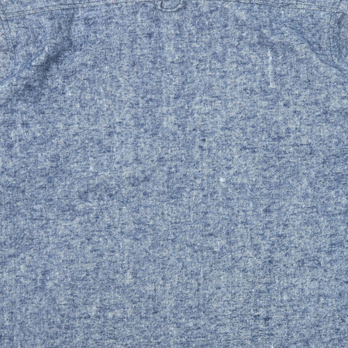 Bellfield Mens Blue Geometric Cotton Button-Up Size XL Collared Button