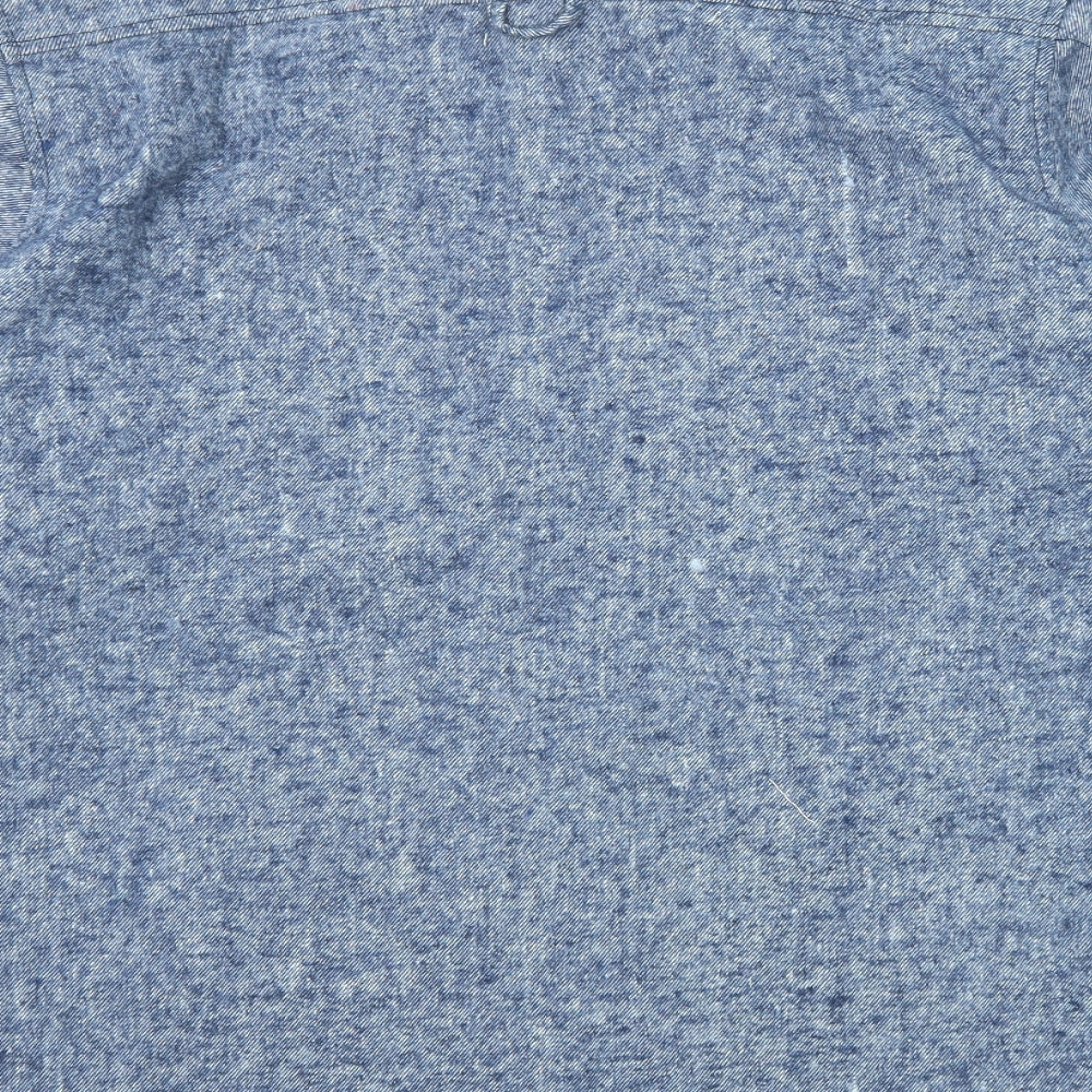 Bellfield Mens Blue Geometric Cotton Button-Up Size XL Collared Button