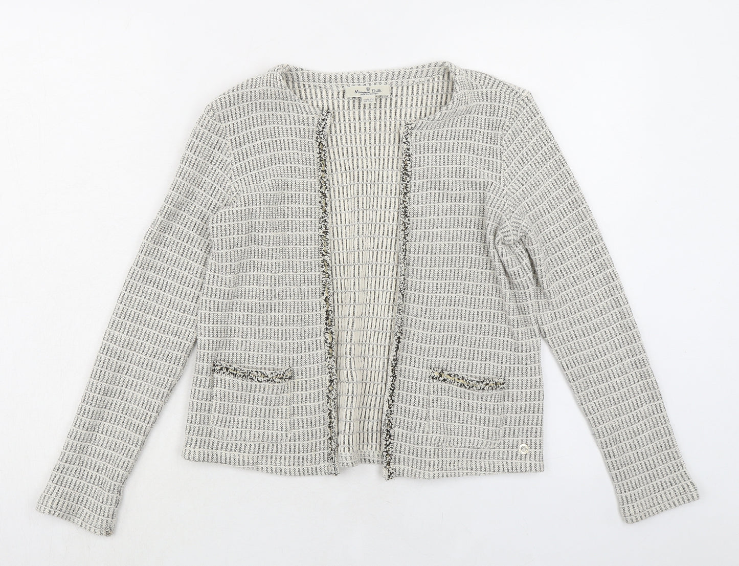 Massimo Dutti Girls Beige V-Neck Geometric Cotton Cardigan Jumper Size 11-12 Years