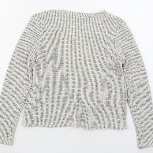 Massimo Dutti Girls Beige V-Neck Geometric Cotton Cardigan Jumper Size 11-12 Years