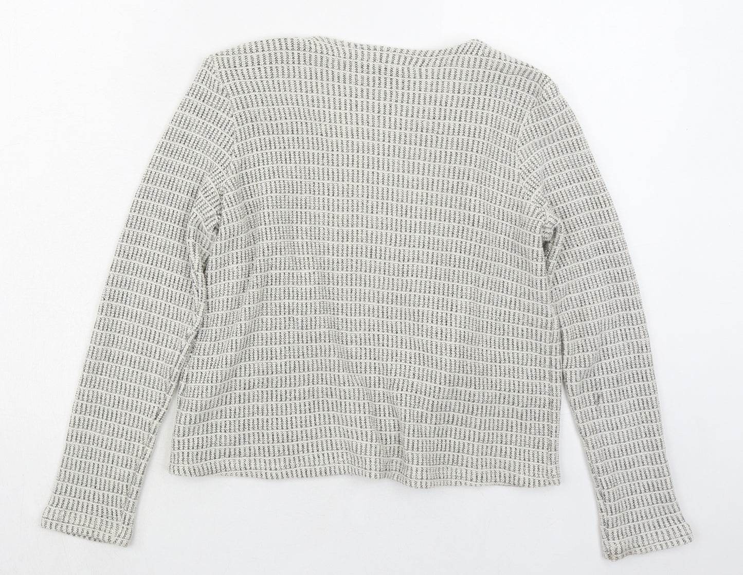 Massimo Dutti Girls Beige V-Neck Geometric Cotton Cardigan Jumper Size 11-12 Years