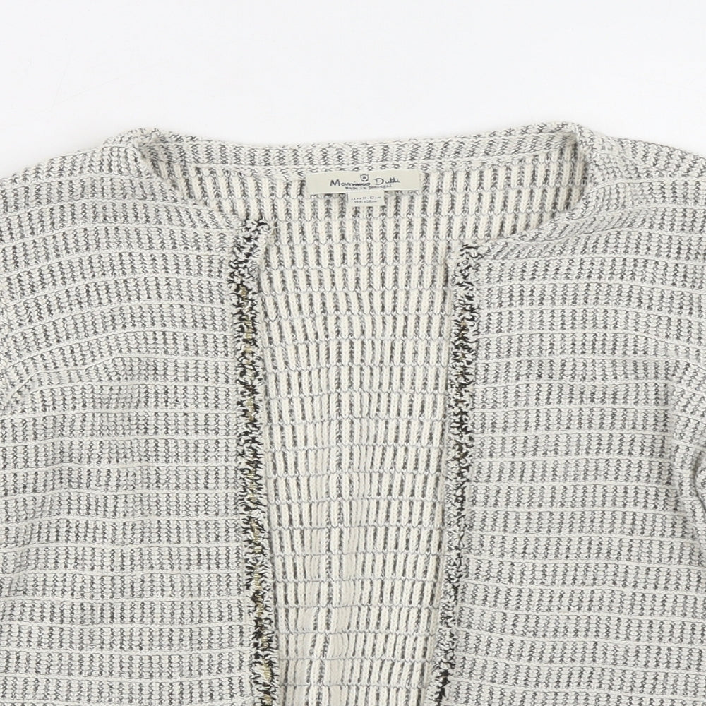 Massimo Dutti Girls Beige V-Neck Geometric Cotton Cardigan Jumper Size 11-12 Years